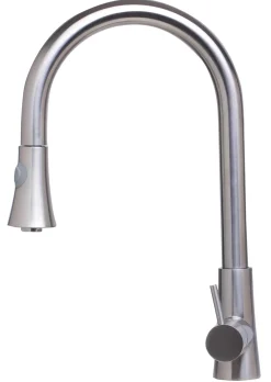 ALFI Solid Brushed Stainless Steel Pull Down Single Hole Kitchen Faucet, AB2034-BSS