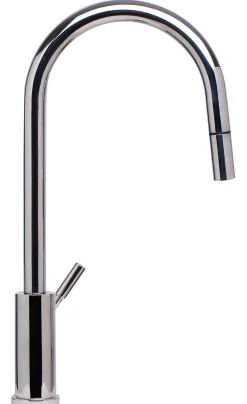 ALFI Solid Polished Stainless Steel Single Hole Pull Down Kitchen Faucet, AB2028-PSS