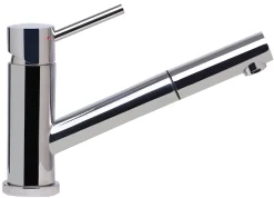 ALFI Solid Polished Stainless Steel Pull Out Single Hole Kitchen Faucet, AB2025-PSS