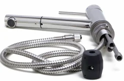 ALFI Solid Polished Stainless Steel Pull Out Single Hole Kitchen Faucet, AB2025-PSS