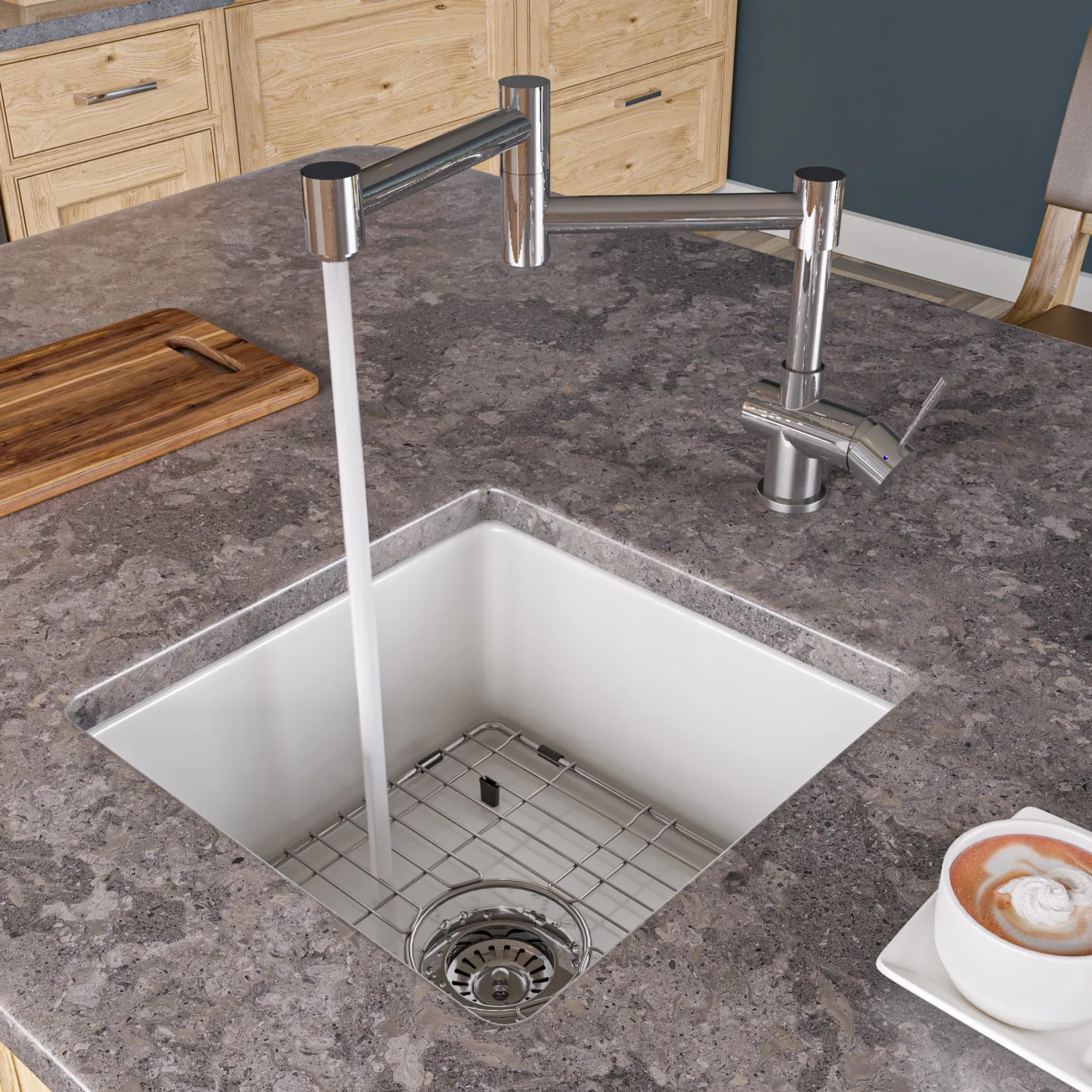 ALFI Solid Polished Stainless Steel Retractable Single Hole Kitchen Faucet, AB2038-PSS