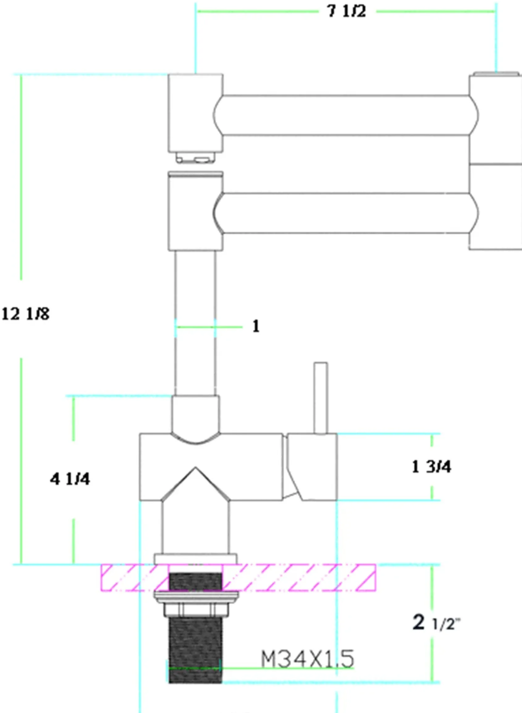 ALFI Solid Polished Stainless Steel Retractable Single Hole Kitchen Faucet, AB2038-PSS