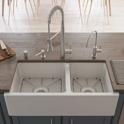 ALFI Solid Stainless Steel Commercial Spring Kitchen Faucet with Pull Down Shower Spray, AB2039S