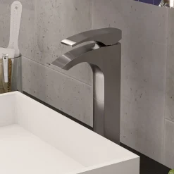 ALFI Tall Brushed Nickel Single Lever Bathroom Faucet, AB1587-BN