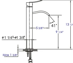 ALFI Tall Brushed Nickel Tall Square Body Curved Spout Single Lever Bathroom Faucet, AB1158-BN