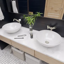 ALFI Tall Wave Brushed Nickel Single Lever Bathroom Faucet, AB1570-BN