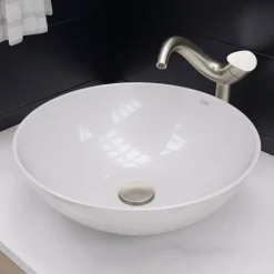 ALFI Tall Wave Brushed Nickel Single Lever Bathroom Faucet, AB1570-BN