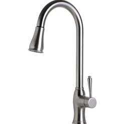 ALFI Traditional Solid Brushed Stainless Steel Pull Down Kitchen Faucet, AB2043-BSS