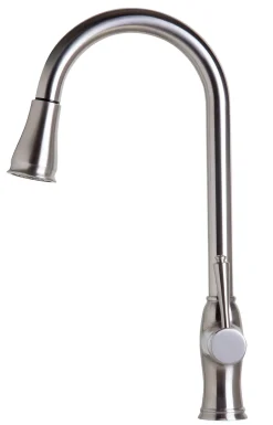 ALFI Traditional Solid Brushed Stainless Steel Pull Down Kitchen Faucet, AB2043-BSS
