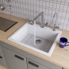 ALFI White 24" Drop-In Single Bowl Granite Composite Kitchen Sink, AB2420DI-W