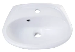 ALFI White Small Porcelain Wall Mount Basin with Overflow, AB106
