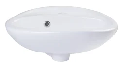 ALFI White Small Porcelain Wall Mount Basin with Overflow, AB106