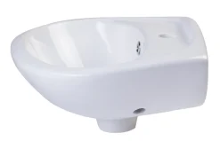 ALFI White Small Porcelain Wall Mount Basin with Overflow, AB106