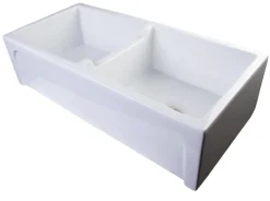 ALFI 39" Arched Double Bowl Thick Wall Fireclay Farmhouse Sink, White, AB3918ARCH-W