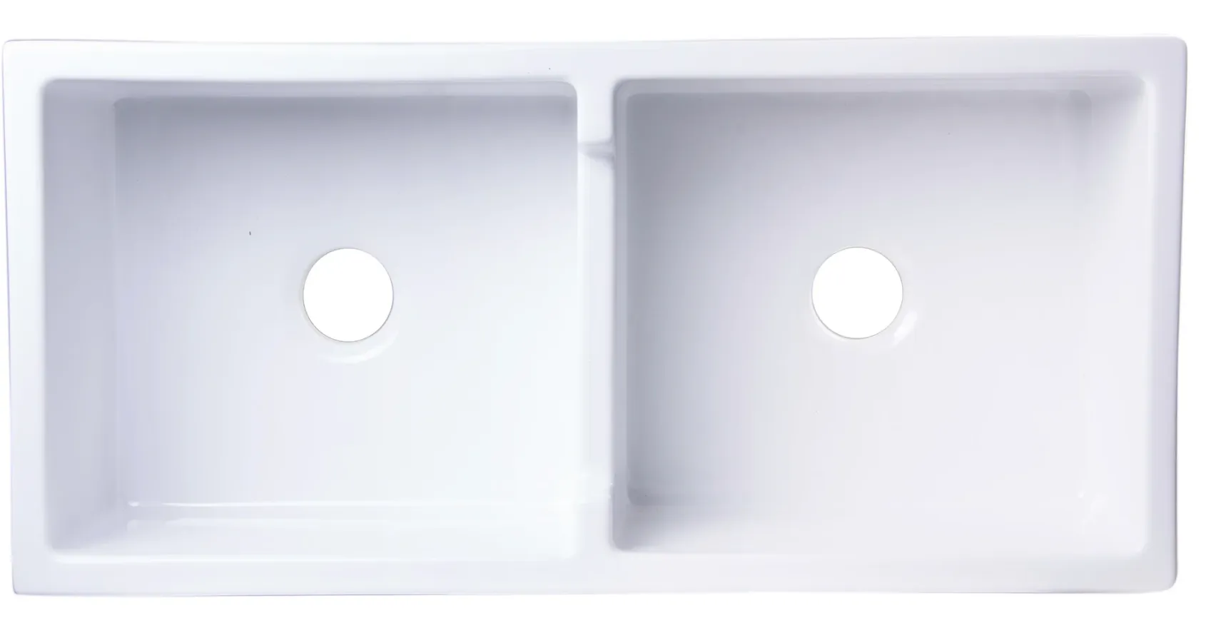 ALFI 39" Arched Double Bowl Thick Wall Fireclay Farmhouse Sink, White, AB3918ARCH-W
