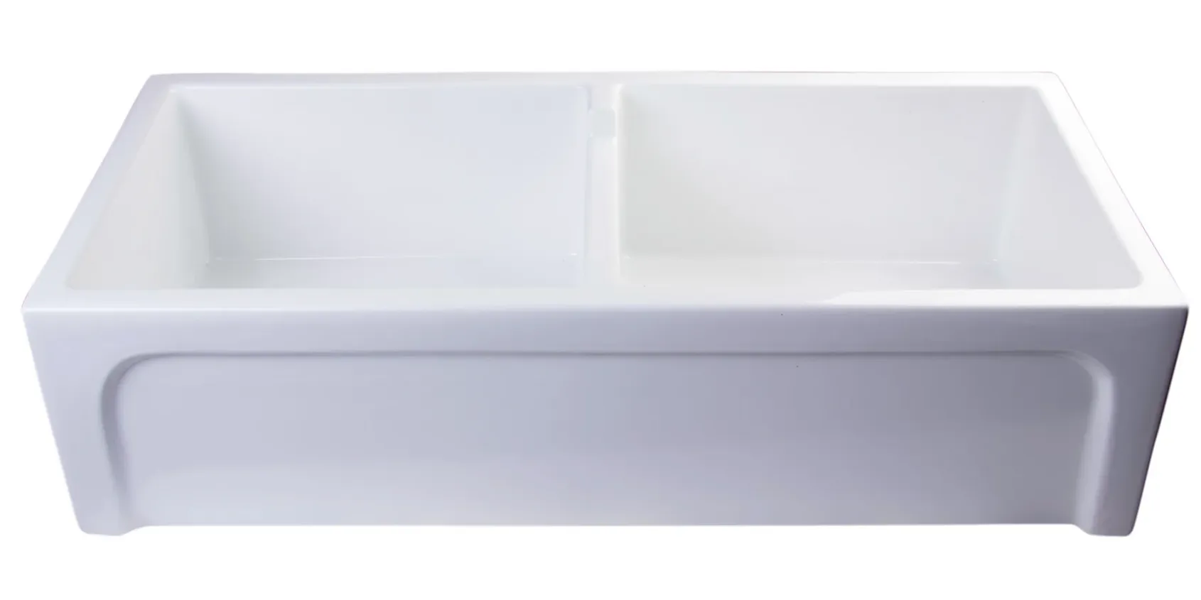ALFI 39" Arched Double Bowl Thick Wall Fireclay Farmhouse Sink, White, AB3918ARCH-W