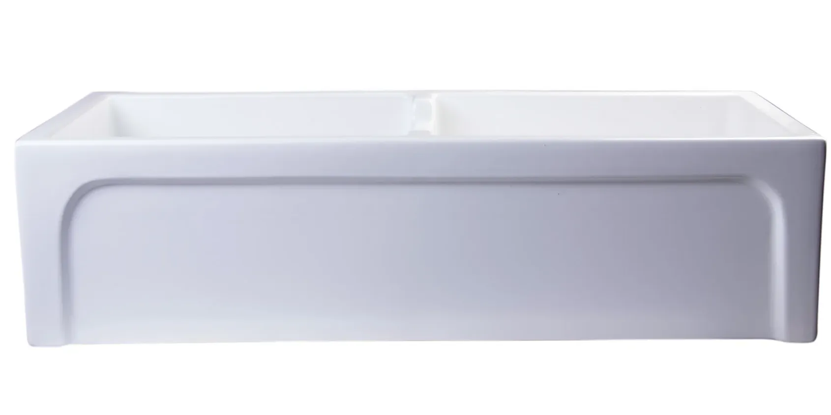 ALFI 39" Arched Double Bowl Thick Wall Fireclay Farmhouse Sink, White, AB3918ARCH-W