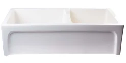 ALFI 36" Arched Double Bowl Thick Wall Fireclay Farmhouse Sink, Biscuit, AB3618ARCH-B