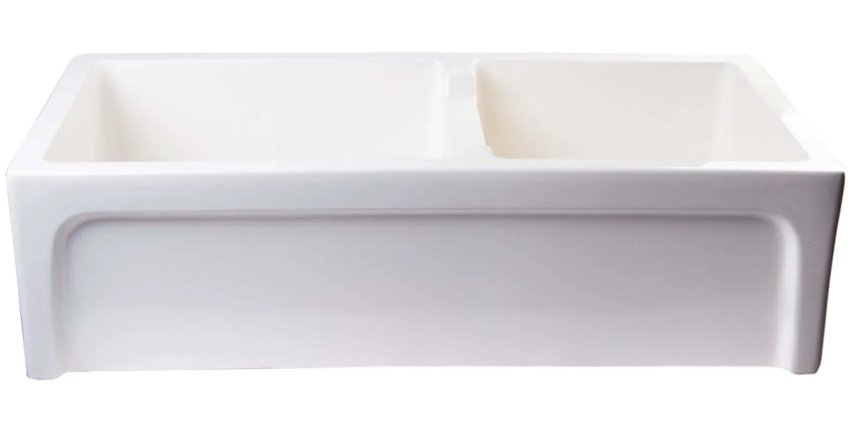 ALFI 36" Arched Double Bowl Thick Wall Fireclay Farmhouse Sink, Biscuit, AB3618ARCH-B