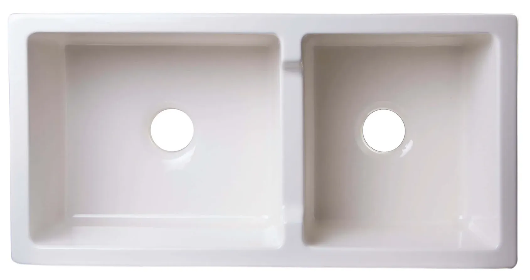 ALFI 36" Arched Double Bowl Thick Wall Fireclay Farmhouse Sink, Biscuit, AB3618ARCH-B
