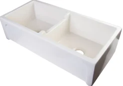 ALFI 39" Arched Double Bowl Thick Wall Fireclay Farmhouse Sink, Biscuit, AB3918ARCH-B