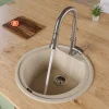 ALFI Biscuit 20" Drop-In Round Granite Composite Kitchen Prep Sink, AB2020DI-B