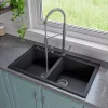 ALFI Black 34" Drop-In Double Bowl Granite Composite Kitchen Sink, AB3420DI-BLA