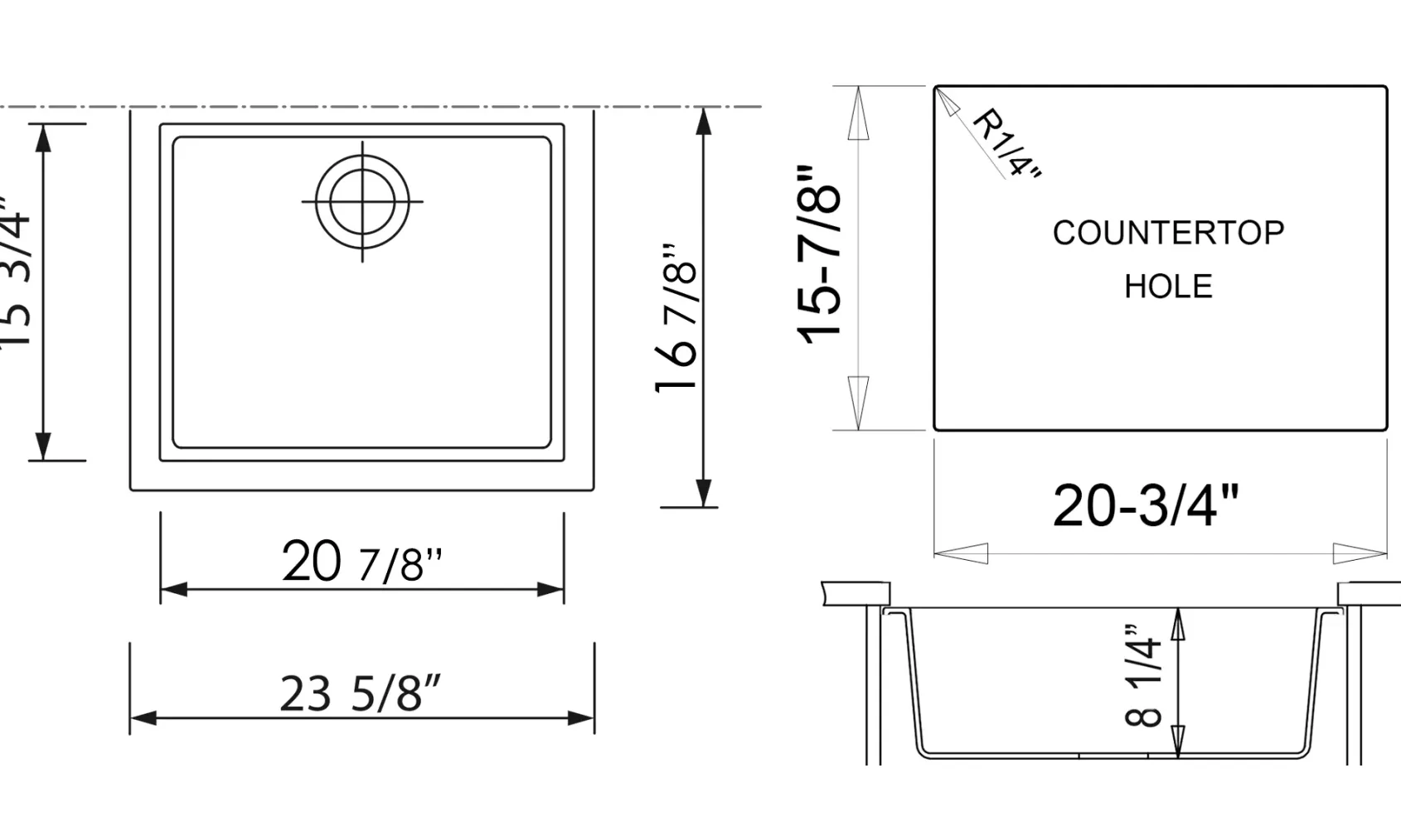 ALFI Black 24" Undermount Single Bowl Granite Composite Kitchen Sink, AB2420UM-BLA