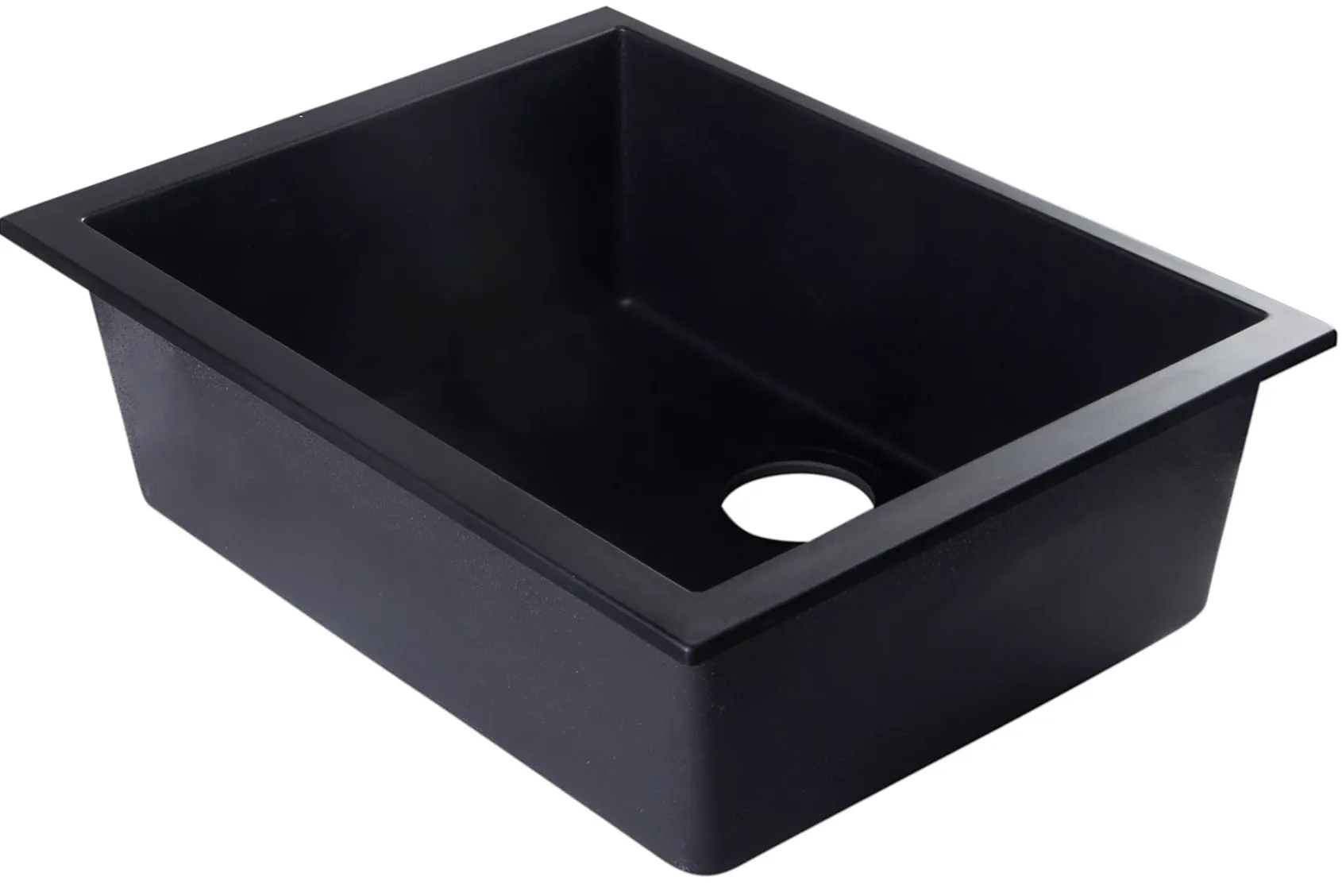 ALFI Black 24" Undermount Single Bowl Granite Composite Kitchen Sink, AB2420UM-BLA