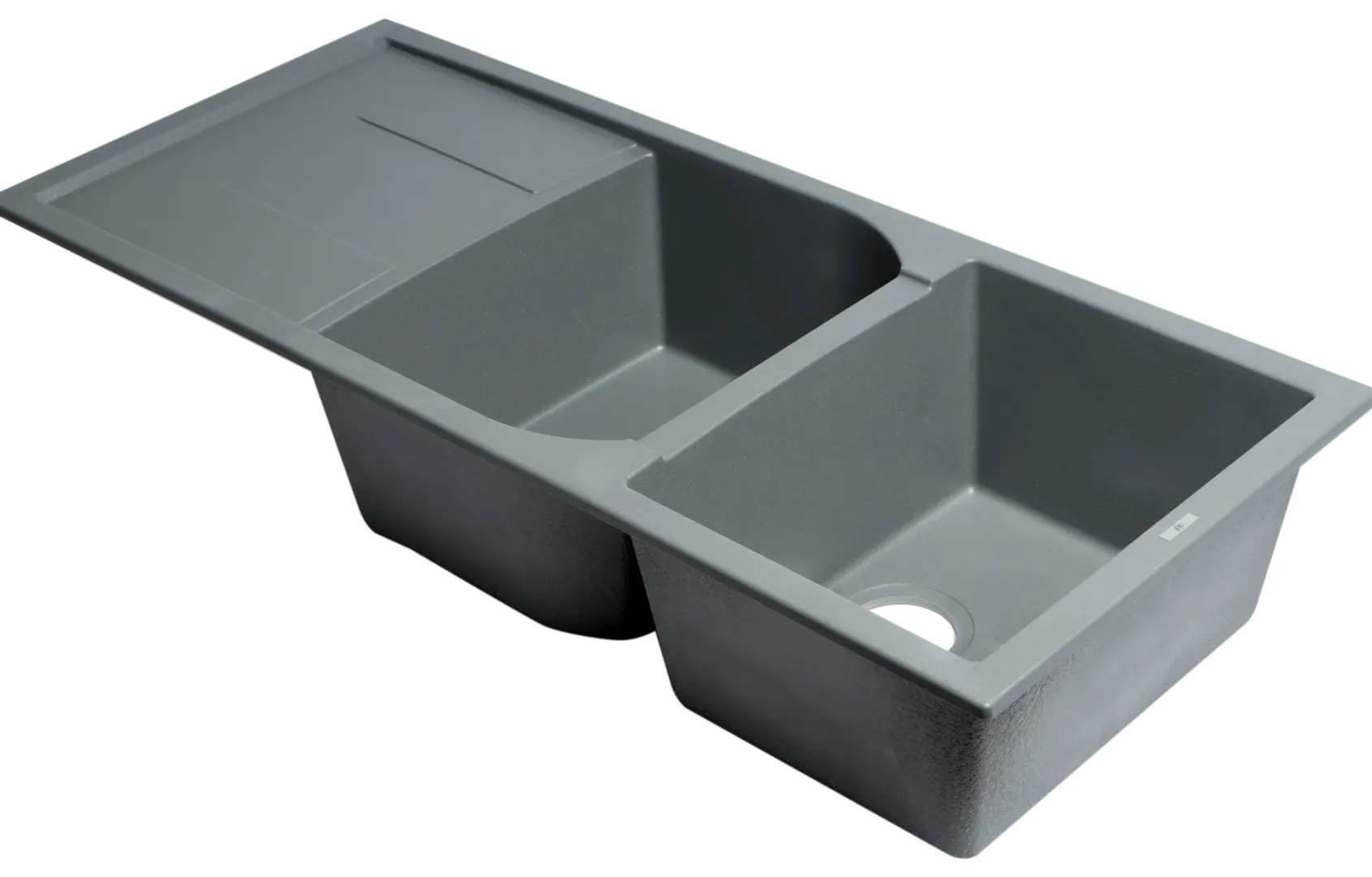 ALFI brand AB4620DI-T Titanium 46" Double Bowl Granite Composite Kitchen Sink with Drainboard