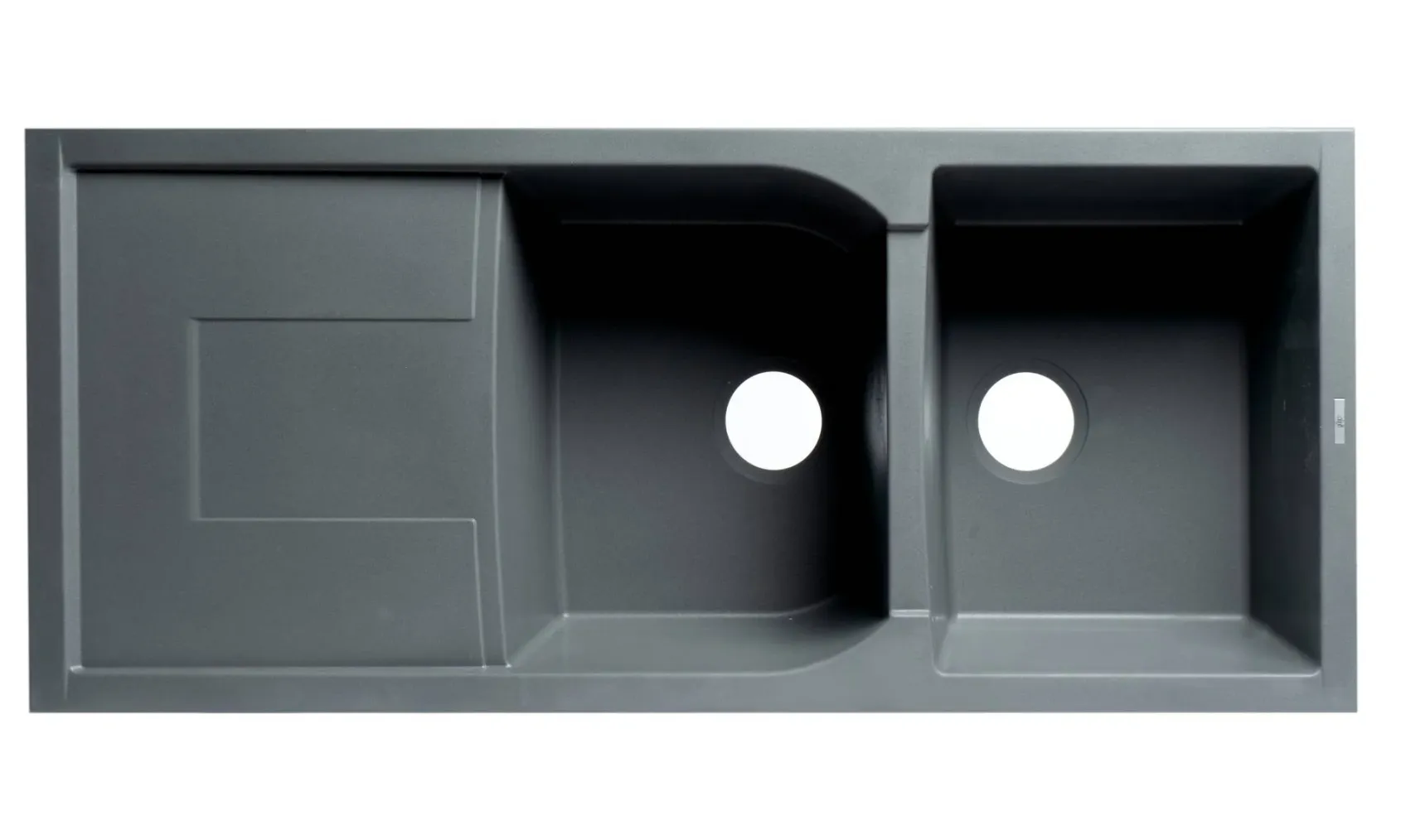 ALFI brand AB4620DI-T Titanium 46" Double Bowl Granite Composite Kitchen Sink with Drainboard