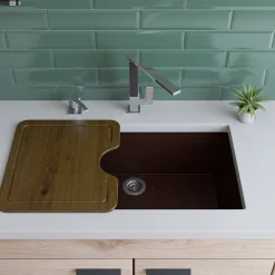 ALFI brand AB3020UM-C Chocolate 30" Undermount Single Bowl Granite Composite Kitchen Sink