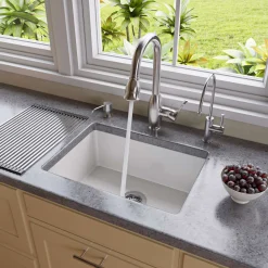 ALFI brand AB2317 23" White Fireclay Undermount Kitchen Sink