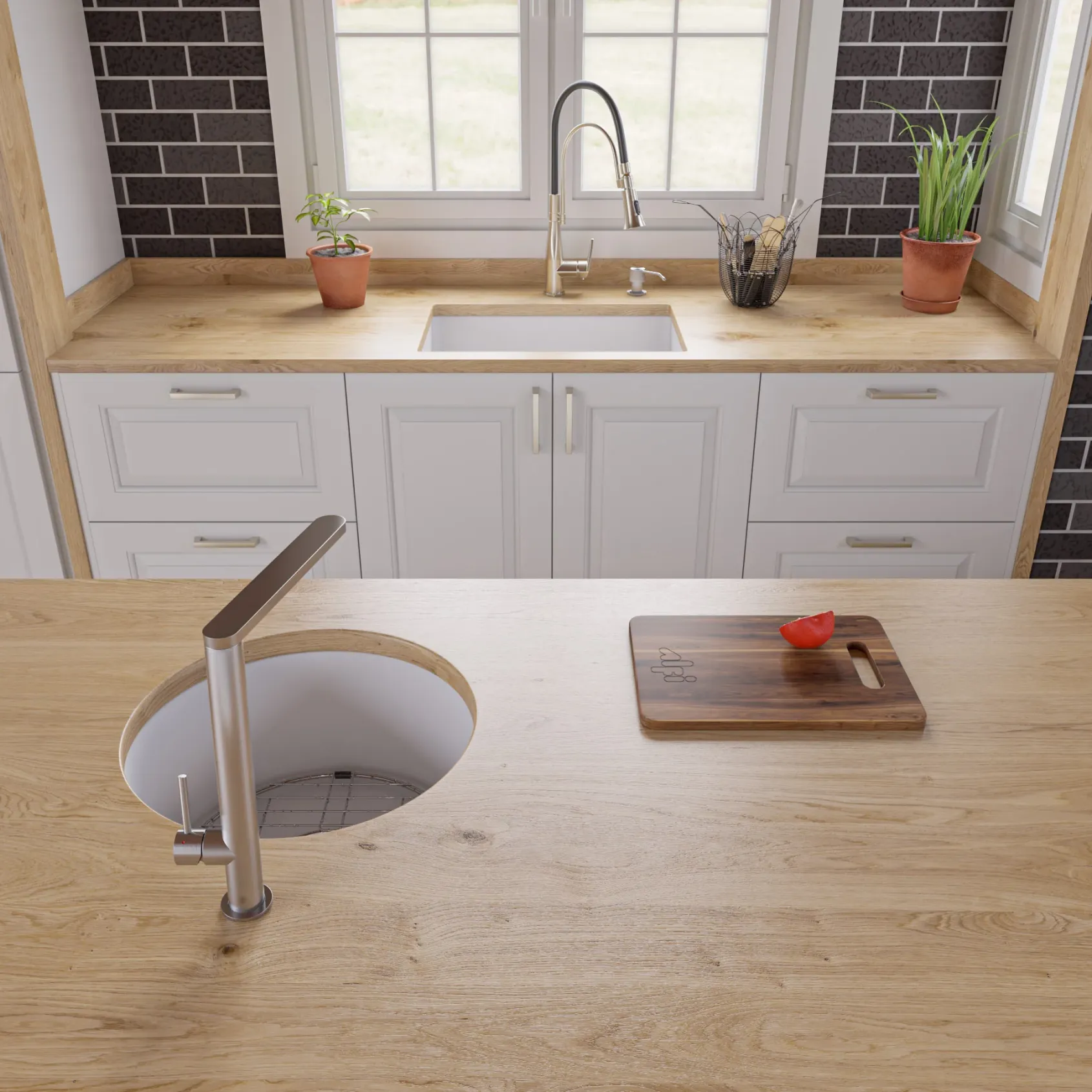 ALFI brand 27" Dual Mount Fireclay Kitchen Sink, White, No Faucet Hole, ABF2718UD-W
