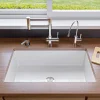 ALFI brand 32" Dual Mount Fireclay Kitchen Sink, White, No Faucet Hole, ABF3219SUD-W