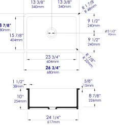 ALFI brand 27" Dual Mount Fireclay Kitchen Sink, Black Matte, No Faucet Hole, ABF2718UD-BM