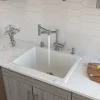 ALFI brand 24" Fireclay Dual Mount Kitchen Sink, White, AB2418UD-W