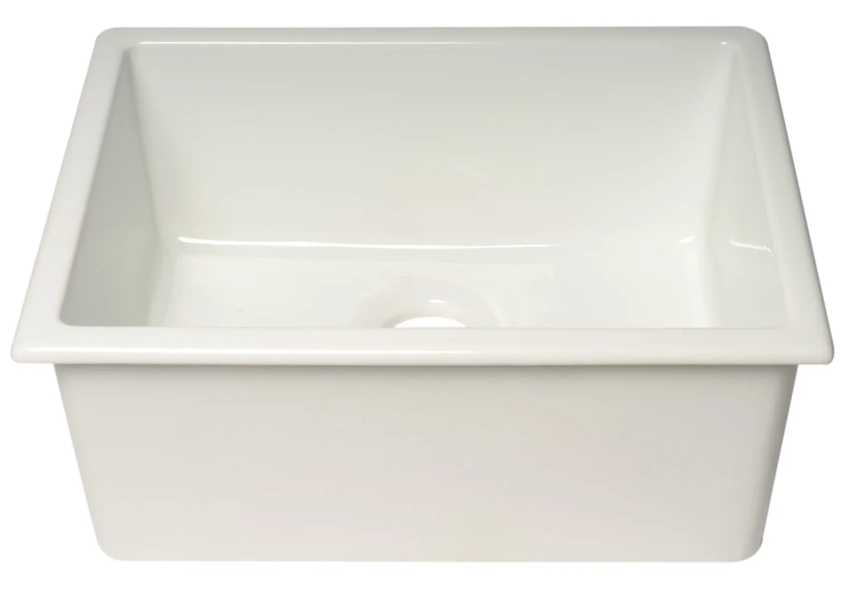 ALFI brand 24" Fireclay Dual Mount Kitchen Sink, White, AB2418UD-W