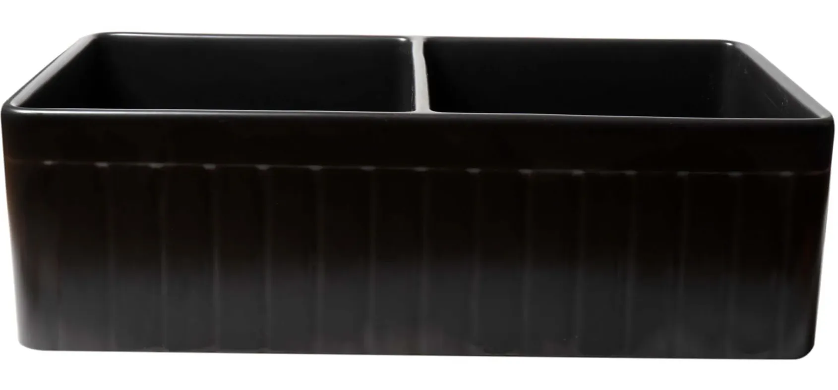 ALFI brand 33" Fireclay Farmhouse Sink, 50/50 Double Bowl, Black Matte, No Faucet Hole, ABF3318D-BM