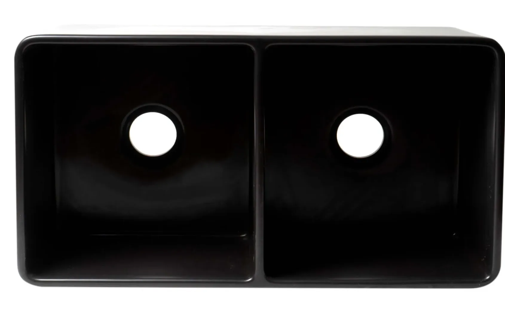 ALFI brand 33" Fireclay Farmhouse Sink, 50/50 Double Bowl, Black Matte, No Faucet Hole, ABF3318D-BM