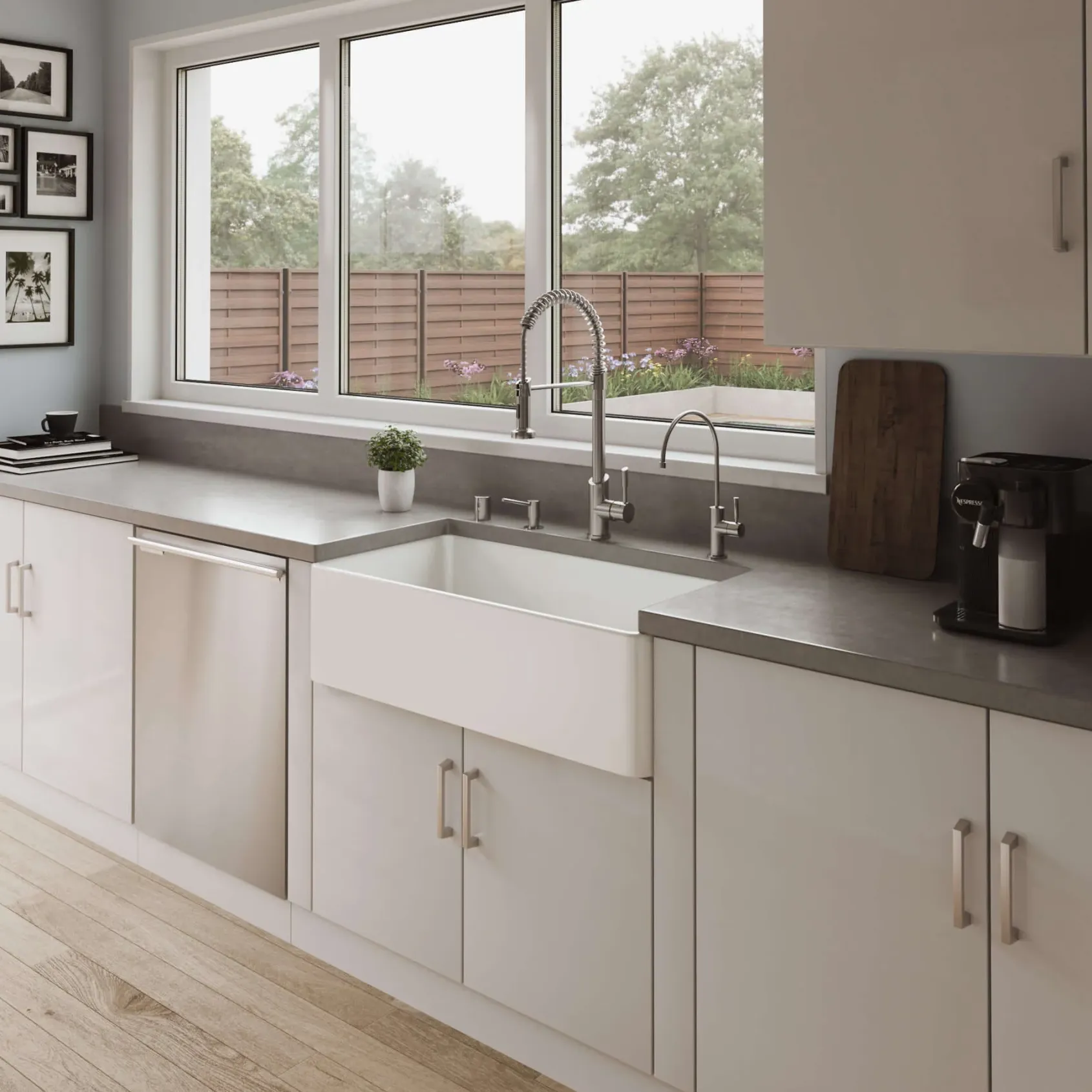 ALFI brand 36" Fireclay Farmhouse Sink, White, ABF3618-W