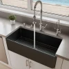 ALFI brand 36" Fireclay Farmhouse Sink, Black Matte, No Faucet Hole, ABF3618-BM