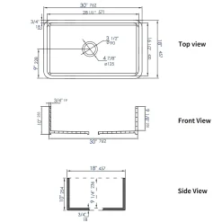 ALFI brand 30" Fireclay Farmhouse Sink, Gray Matte, No Faucet Hole, ABF3018-GM