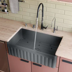 ALFI brand 33" Fireclay Farmhouse Sink, Concrete, ABCO3320SB