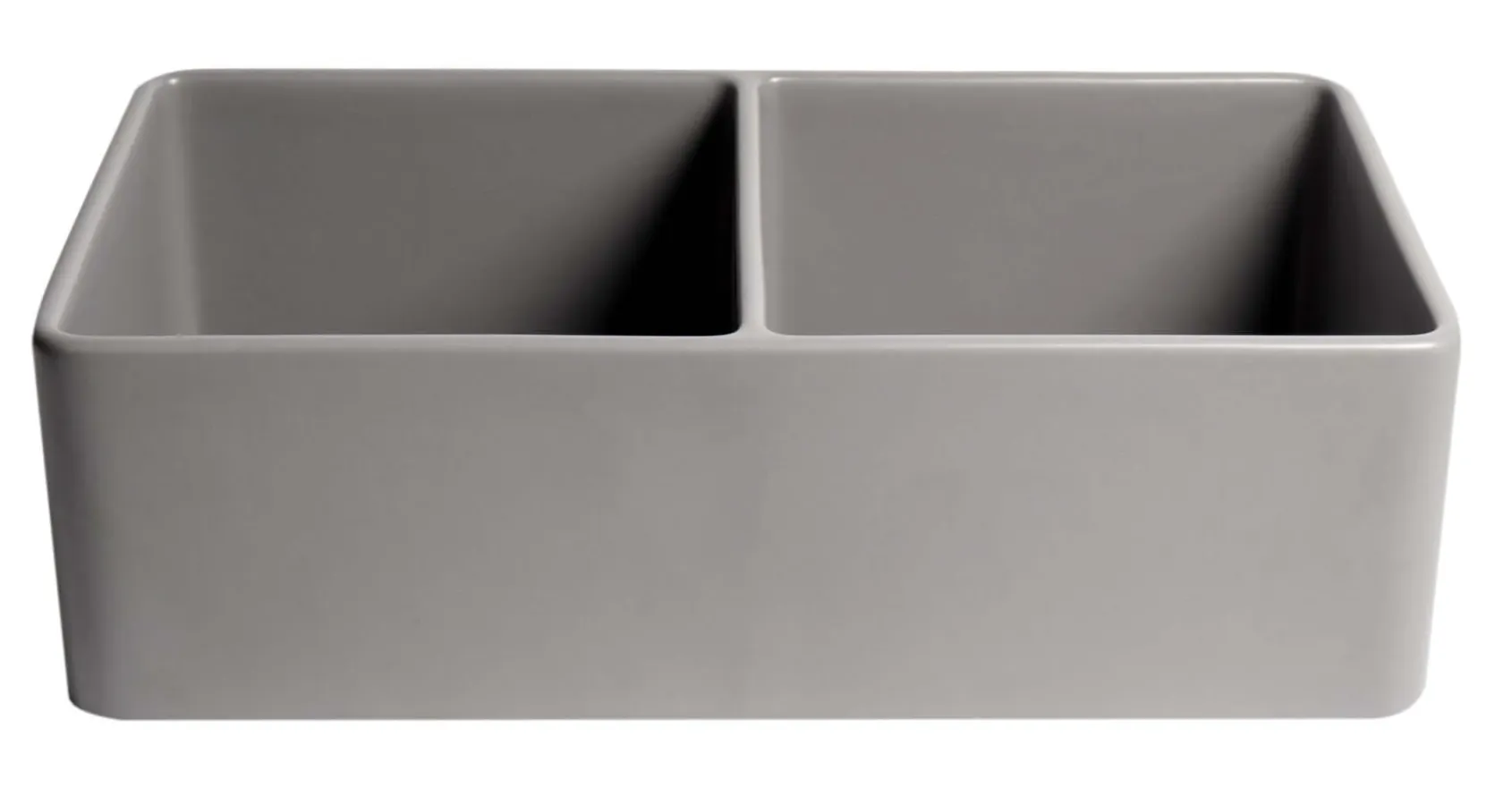 ALFI brand 33" Fireclay Farmhouse Sink, 50/50 Double Bowl, Gray Matte, No Faucet Hole, ABF3318D-GM