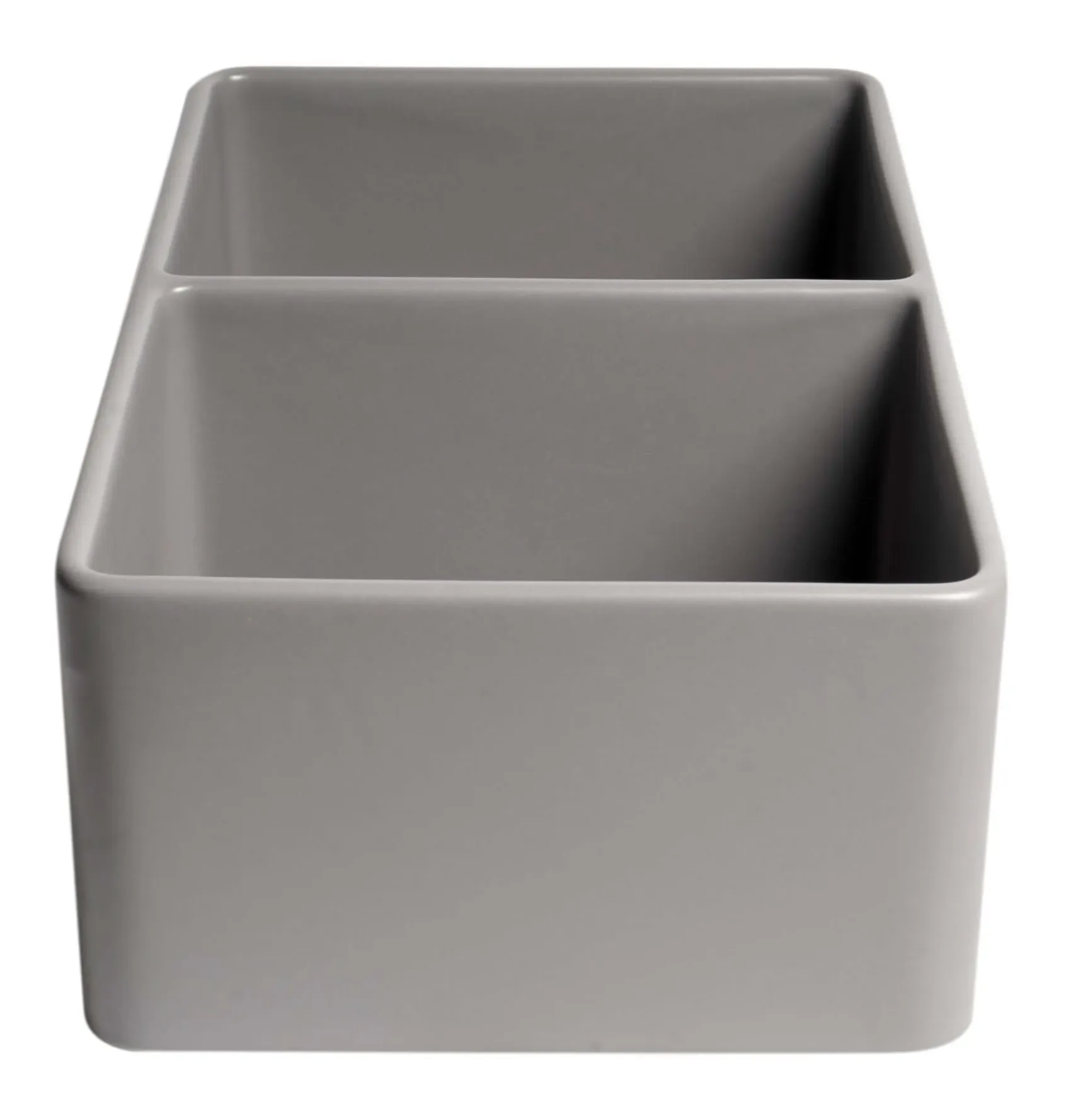 ALFI brand 33" Fireclay Farmhouse Sink, 50/50 Double Bowl, Gray Matte, No Faucet Hole, ABF3318D-GM
