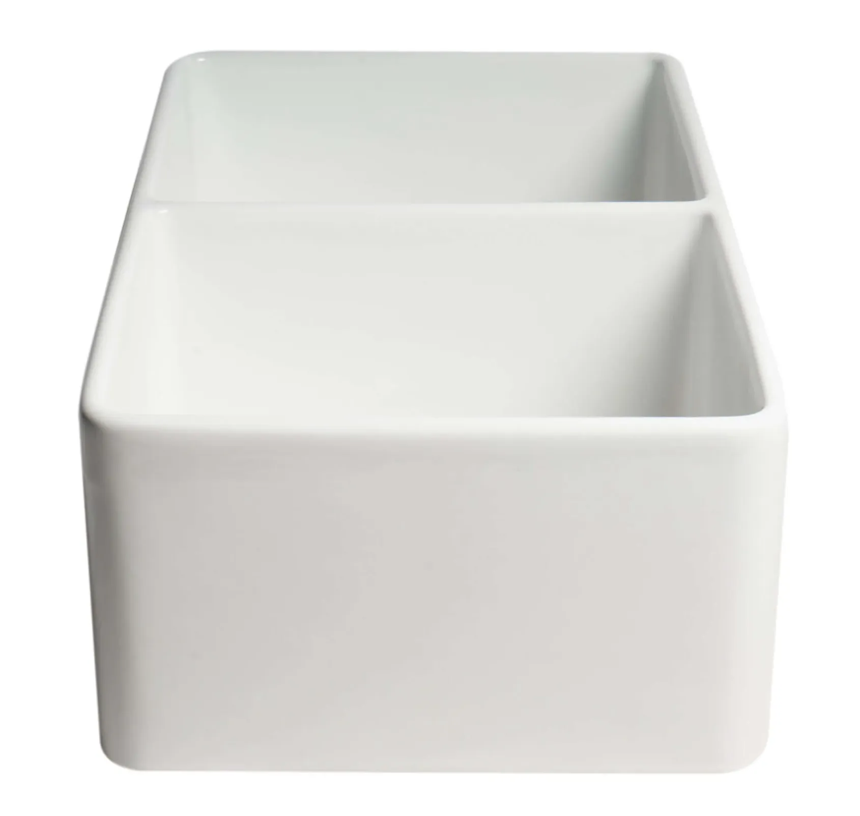 ALFI brand 33" Fireclay Farmhouse Sink, 50/50 Double Bowl, White, No Faucet Hole, ABF3318D-W