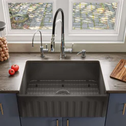 ALFI brand 30" Fireclay Farmhouse Sink, Concrete, ABCO3020SB