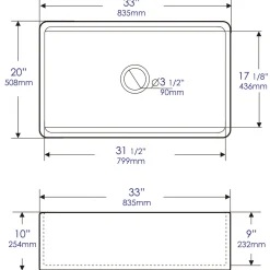 ALFI brand 33" Fireclay Workstation Farmhouse Step Rim Sink with Accessories, Gray Matte, No Faucet Hole, ABFS3320S-GM