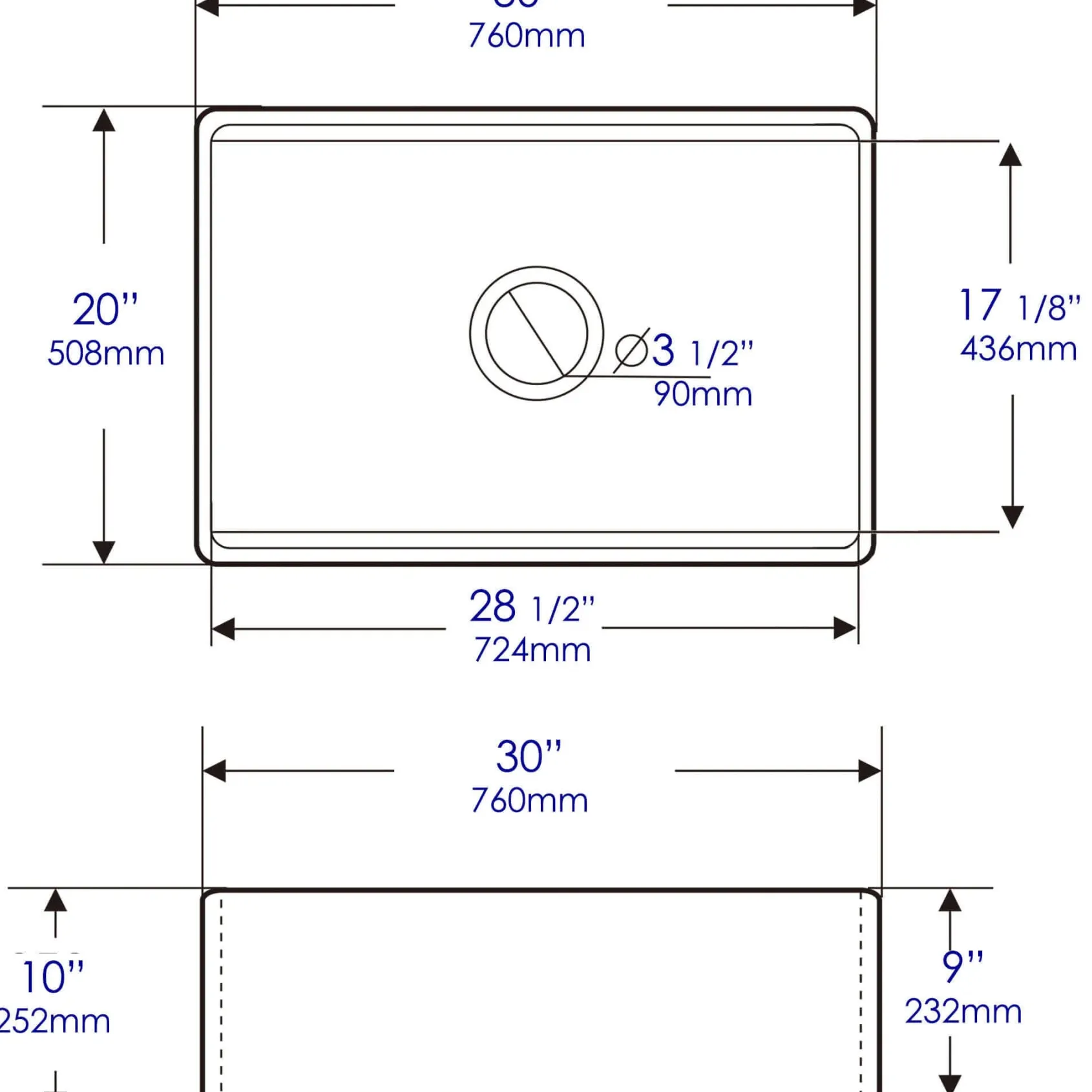 ALFI brand 30" Fireclay Workstation Farmhouse Step Rim Sink with Accessories, Black Matte, No Faucet Hole, ABFS3020-BM